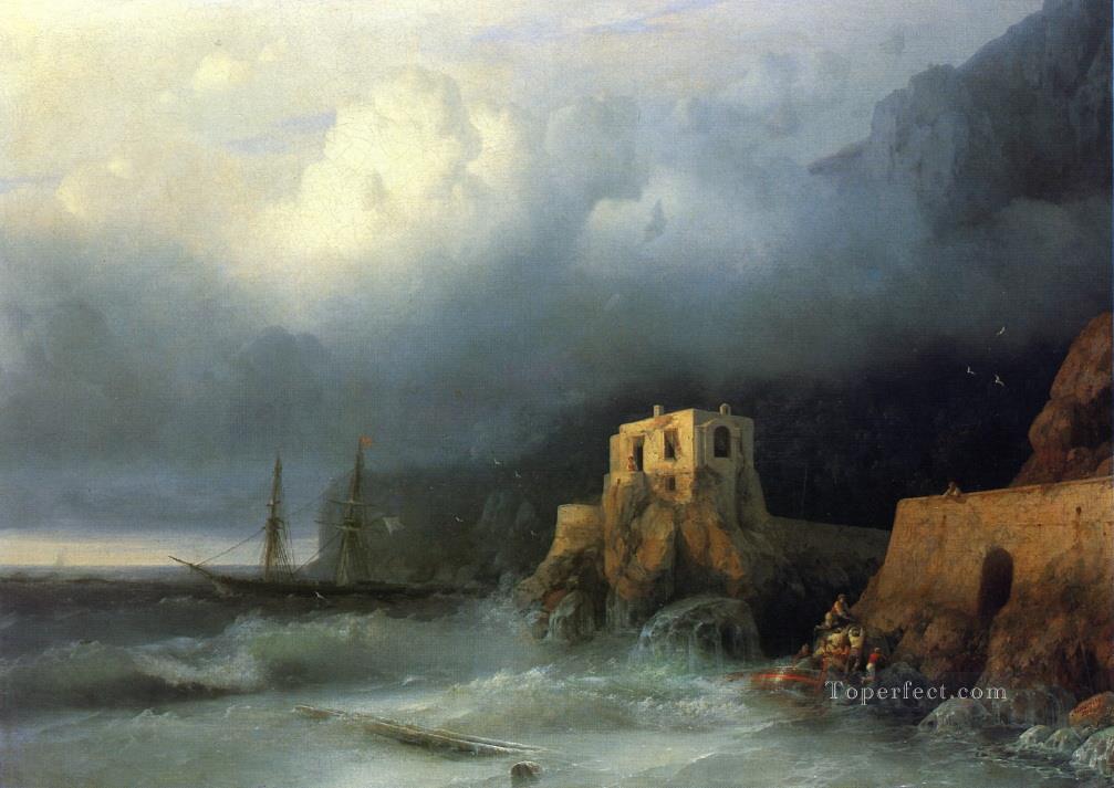 the rescue 1857 Romantic Ivan Aivazovsky Russian Oil Paintings